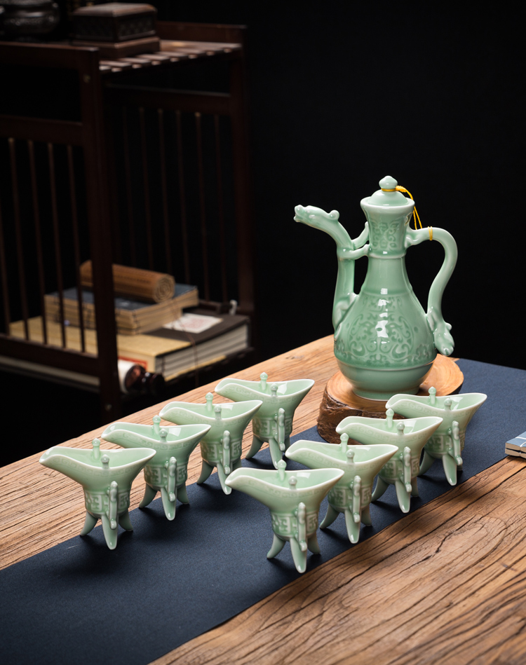 乾隆杯白酒仿古代三足爵杯一口杯白酒杯宫廷酒尊酒杯