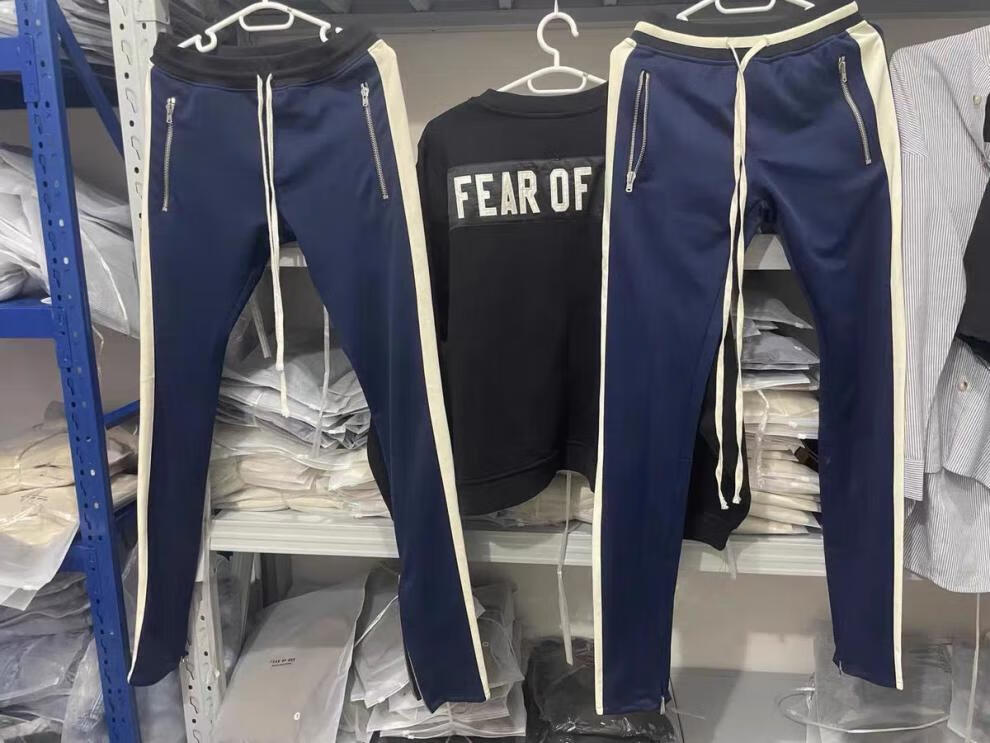 欧研莺(ouyanying)fog第五季蓝白拼接校裤 fearofgod限定校裤拼接拼色