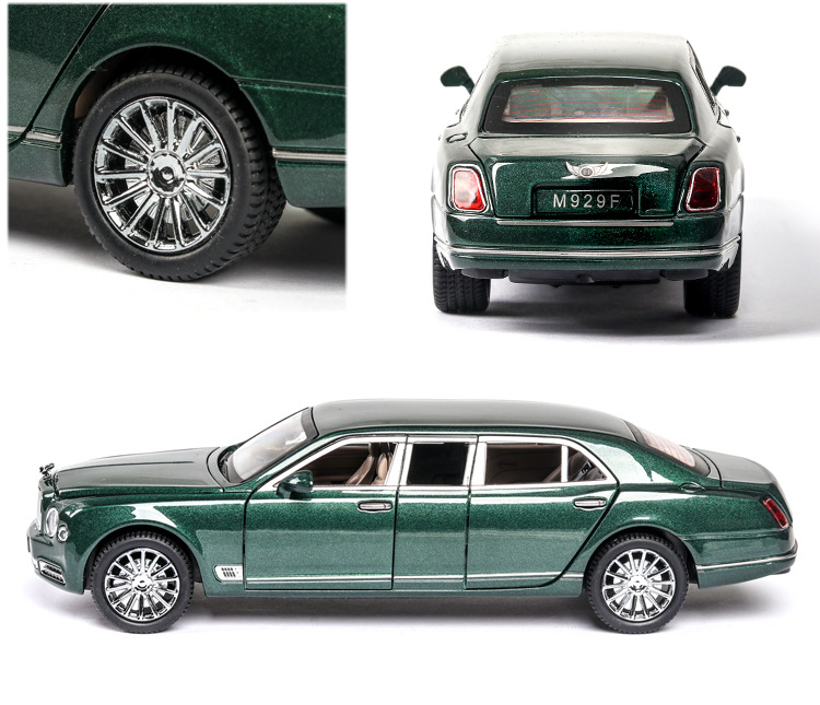 仿真124宾利慕尚加长款轿车合金汽车模型回力六开门声光男孩玩具124