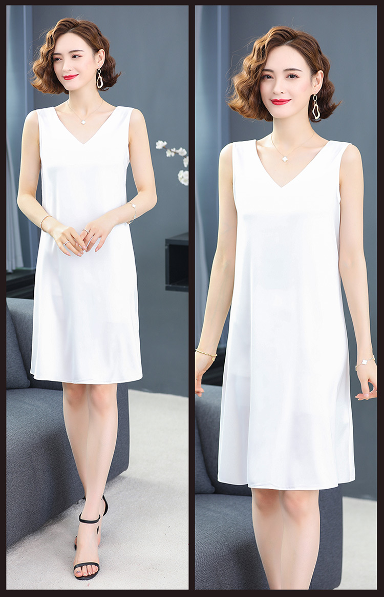 衬裙打底裙吊带背心女中长款桑蚕丝夏宽松外穿无袖内搭丝连衣裙黑色m