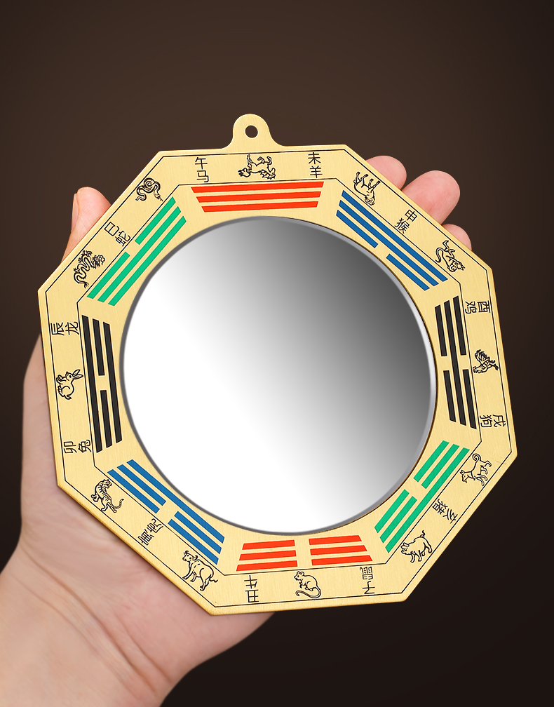 2022新款八卦镜凸镜纯铜摆件铜八卦镜凸镜家用门口大门法器铜太极九宫