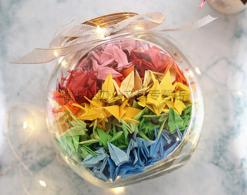 蕾迪熊(leidixiong)千纸鹤瓶子折纸玻璃瓶木塞许愿瓶创意装折星星的