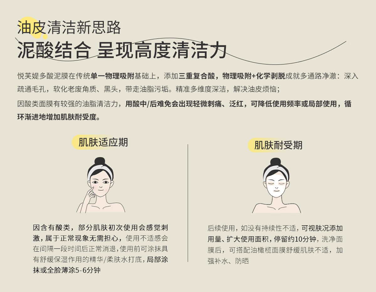 悦芙媞（Hapsode）【会员专享】多酸泥膜2.0深层清洁脸部肌肤涂抹式面膜旅行装 泥膜小样10+5g