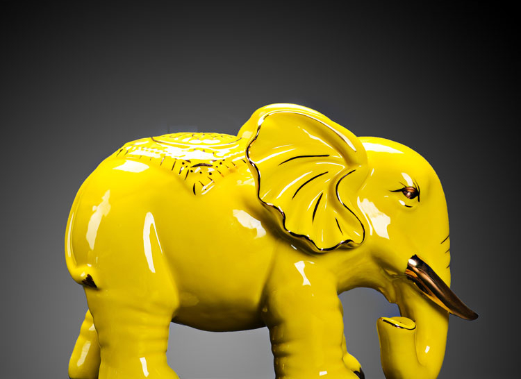 陶瓷器吉祥金色瓷象吸水象大象摆件开业礼品吉象