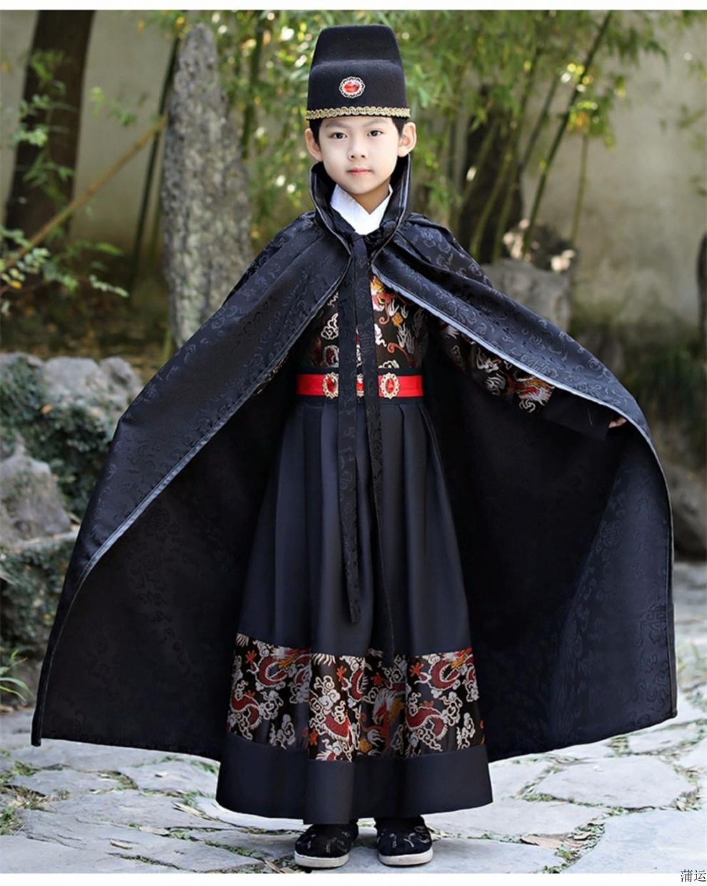 儿童古装汉服男童锦衣卫飞鱼服霸气男女孩四大名捕侠客书生演出服红色