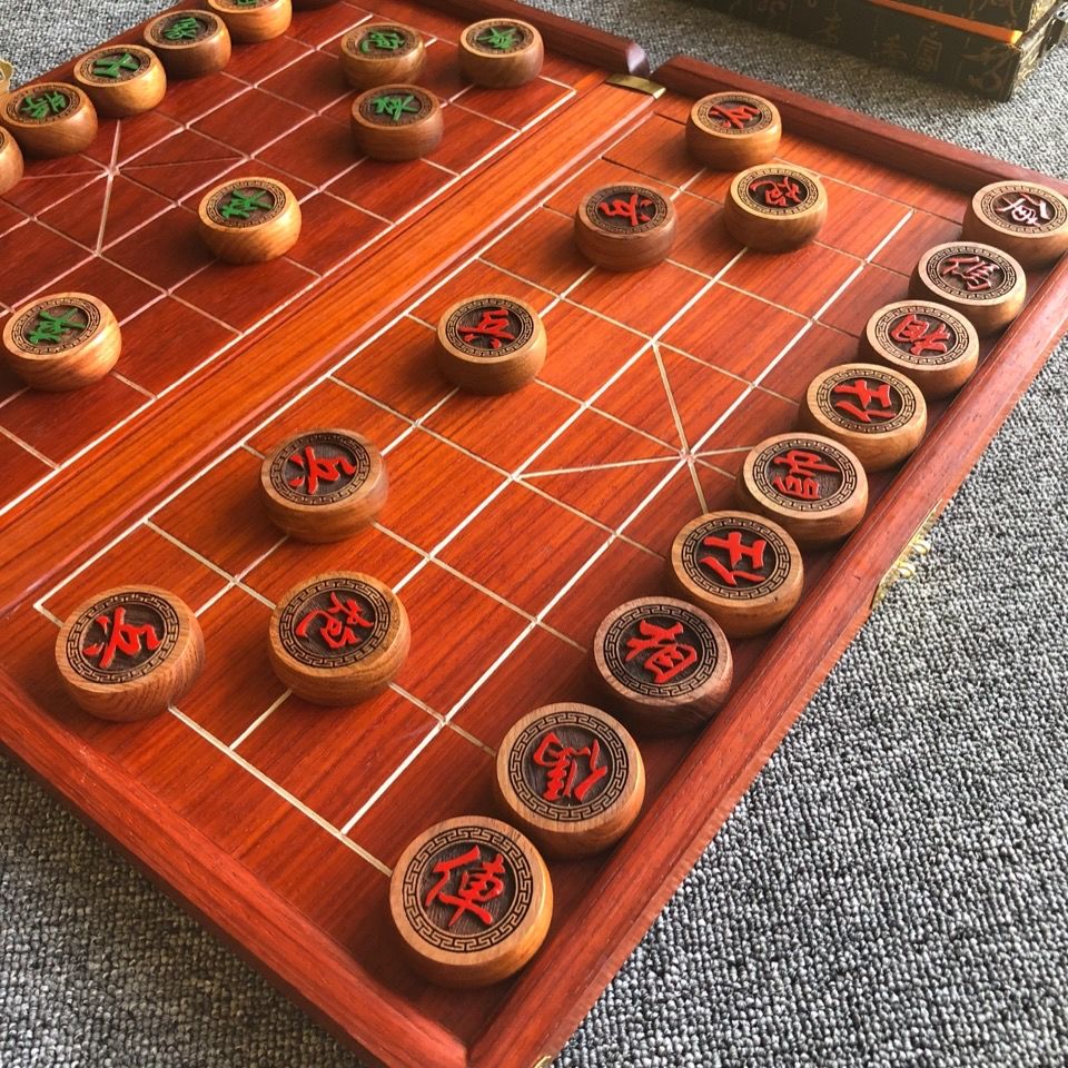 中国象棋棋盘红木象棋盘 折叠棋盘 仿明代中国象棋盘 红花梨折叠刻线