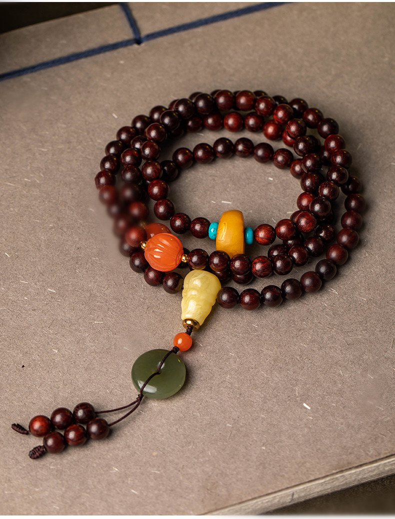 泰聚福轻奢高端小叶紫檀6108颗佛珠手串佛珠女款多圈手链复古饰品简约