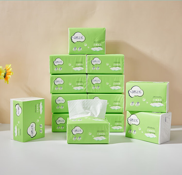 自然之氧抽纸实惠家庭装自然之氧抽纸400张8包纸巾家用实惠装婴儿家庭