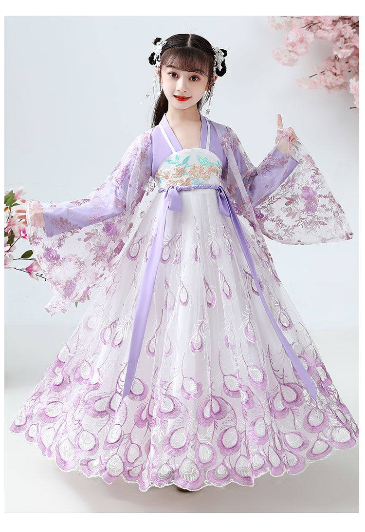 织蚕13岁女童汉服儿童汉服女童古装中国风春秋连衣裙超仙女孩公主古风