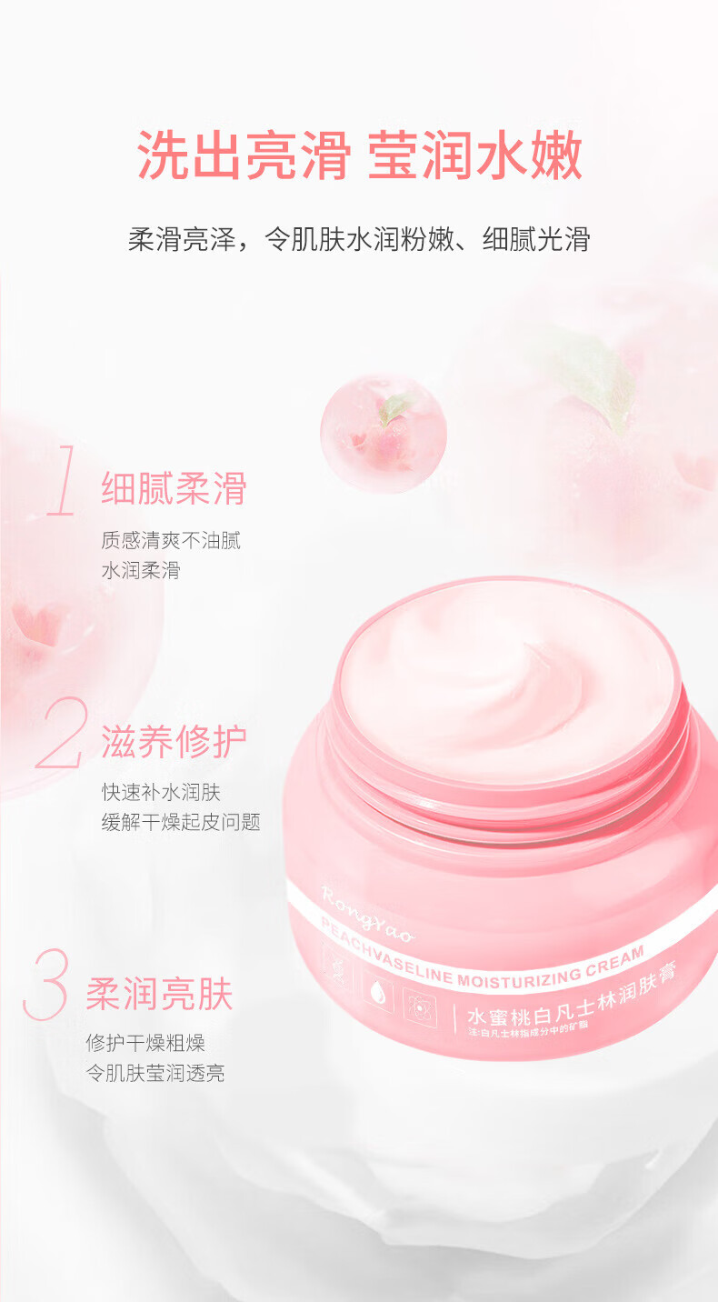 RONGYAO白凡士林润肤霜身体乳补水保湿小蓝罐烟酰胺润肤膏霜水蜜桃小粉罐 烟酰胺臻+水蜜桃=2瓶