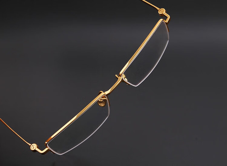 暴悦 纯钛半框眼镜架男商务超轻配金色连体镜腿金丝方框出口眼镜框 配