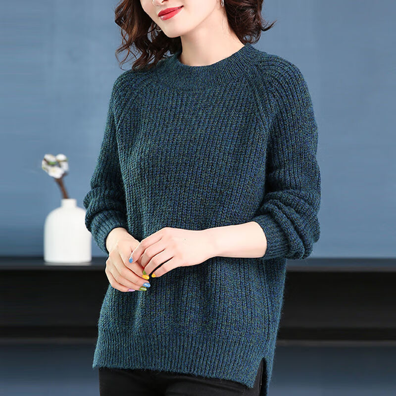 好品质针织衫女秋冬打底衫女粗线毛衣女士宽松针织衫长袖上衣女装减龄