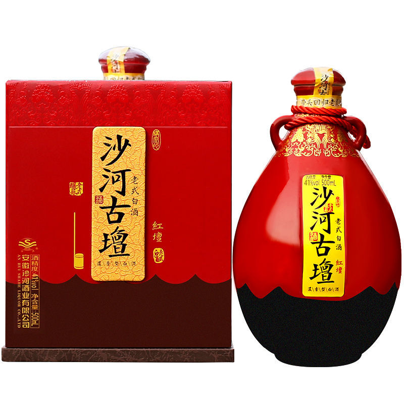 沙河古坛红坛500ml41度安徽特色老式纯粮优白酒 整箱4瓶【图片 价格