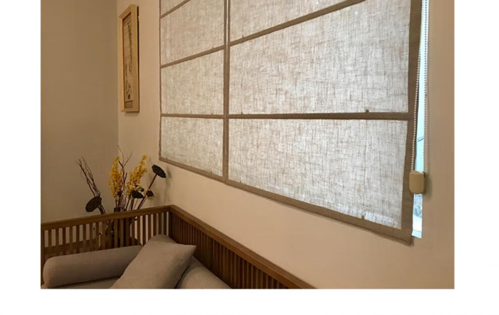 罗马帘卧室日式亚麻风格罗马帘升降帘卷帘现代简约飘窗遮光中式折叠