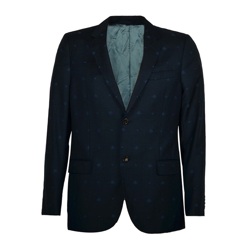 买手代购gucci古驰黑色蜜蜂男士西服外套黑色52