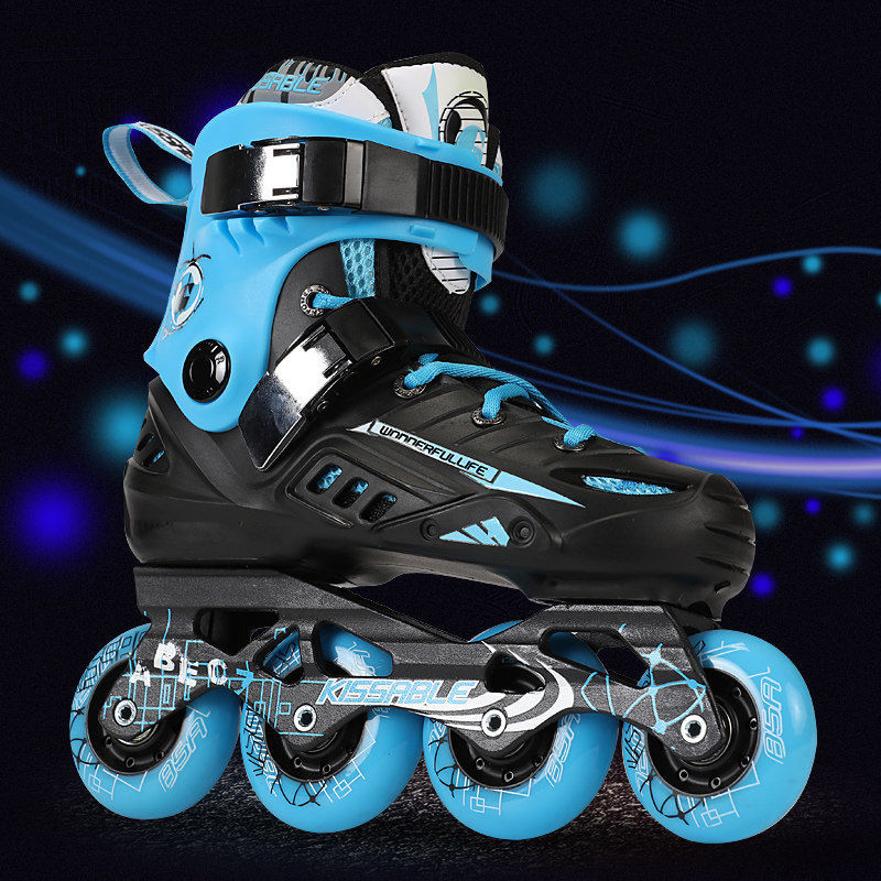 高品质单排轮滑鞋新款成人直排轮花式旱冰滑轮鞋闪光成年男女溜冰鞋