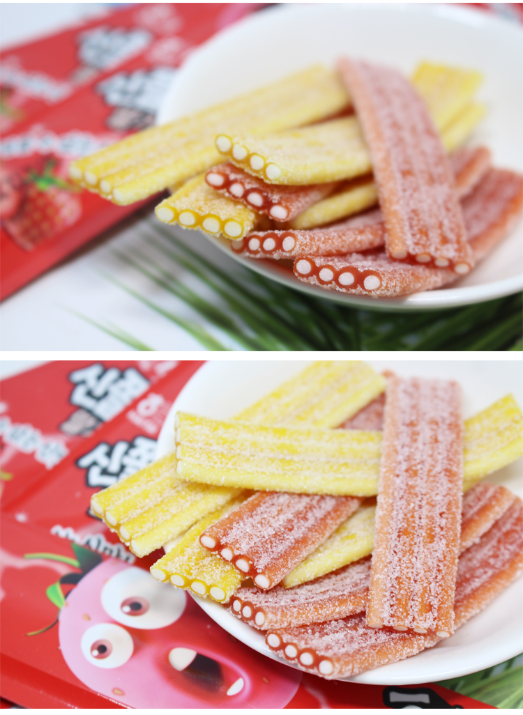 韩国长舌头软糖24*10条酸甜果汁长条软糖果橡皮糖零食品 苹果味24g*10