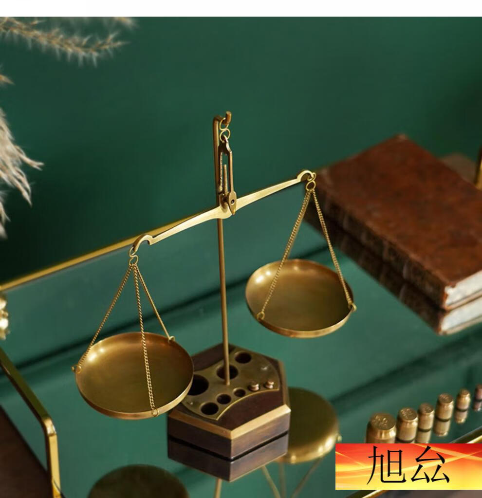 仟佰盾(chiefdon) 天平摆件 费灵家居手工制品 黄铜怀旧复古风格天平