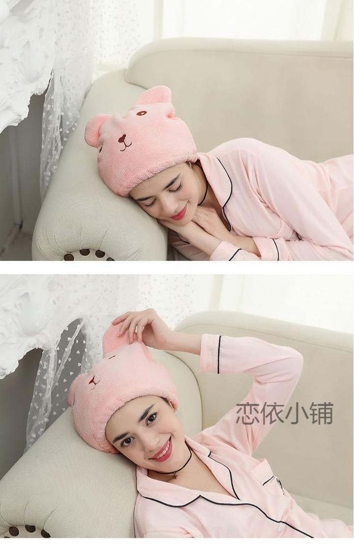 睡觉不压头发神器睡觉用的头帽睡帽女可爱睡日系秋冬帽子冬季q1蓝色