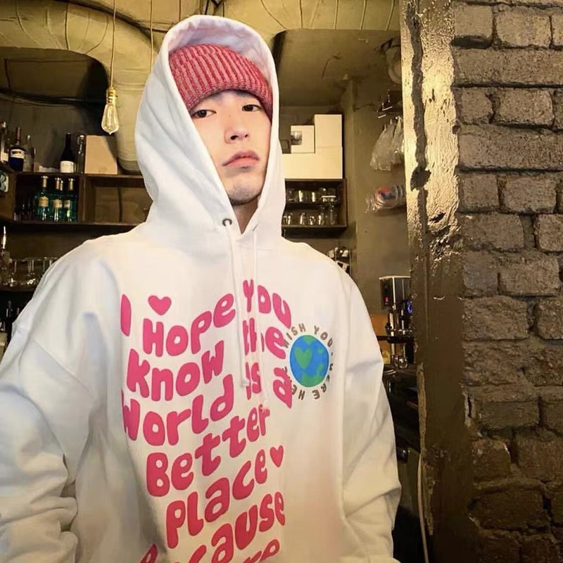 正确版本现货送贴纸潮牌noko满印字母宽大oversize风连帽卫衣bf男女