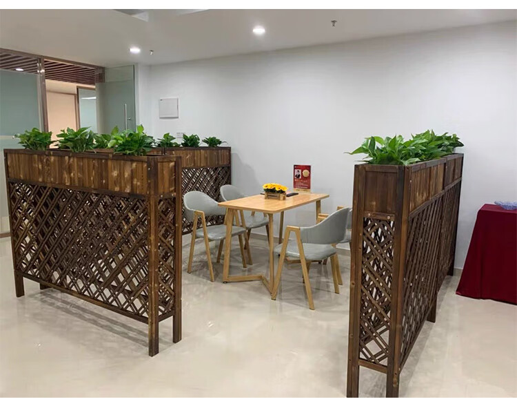 餐饮围栏火锅店半墙置物架餐厅矮隔断饭店网格镂空花架绿植装饰架