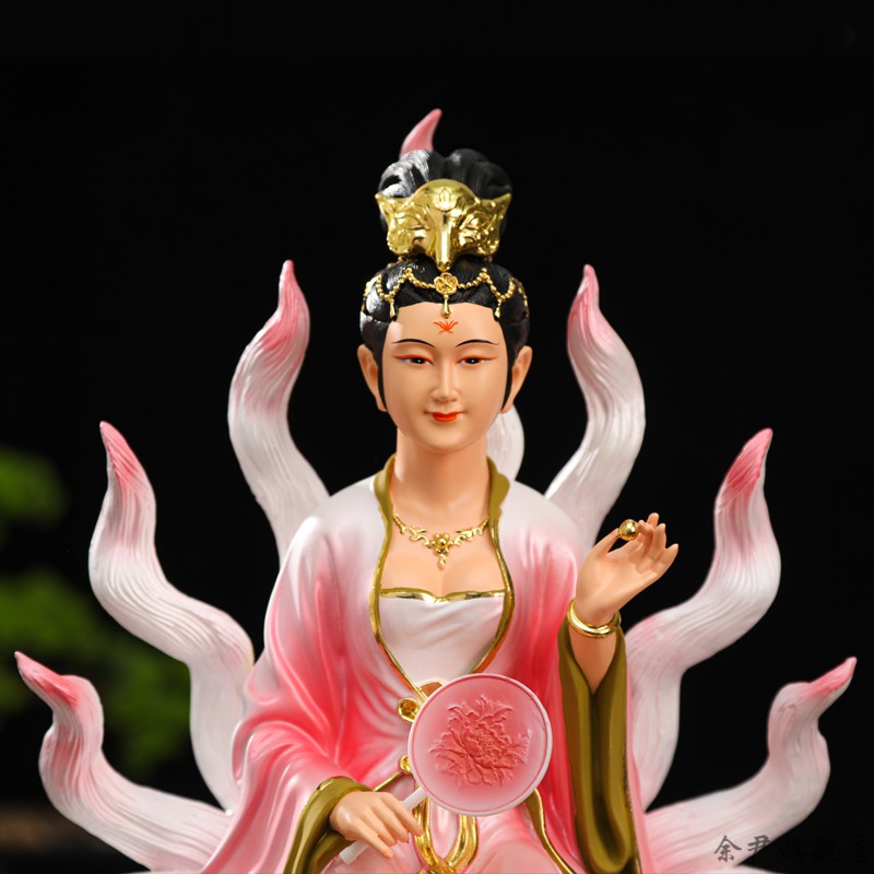 九尾狐仙像 12吋男狐女狐九尾狐神像居家供奉树脂佛像胡仙摆件16吋19