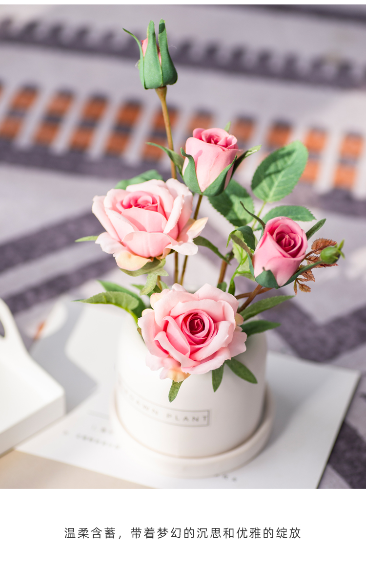 创意花艺用品陶瓷摆件干花花束桌面装饰品家居客厅酒柜卧室摆设浅紫