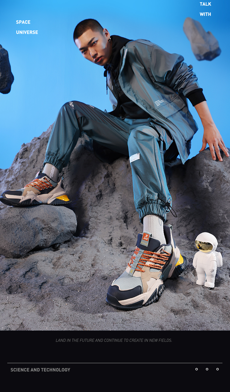 男鞋运动鞋男休闲鞋子男秋季新款潮流老爹鞋男休闲鞋灰兰潮流机甲45