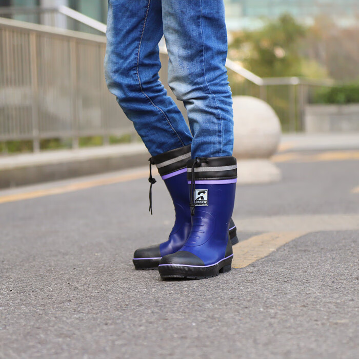 工地穿的雨鞋男男款冬天加棉加绒保暖防砸钓鱼橡胶款雨鞋雨靴水鞋黑色