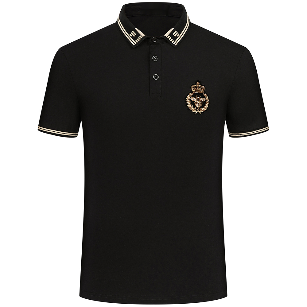 xrio 香港潮牌男装翻领短袖t恤男2022夏季新款polo领男士时尚小蜜蜂