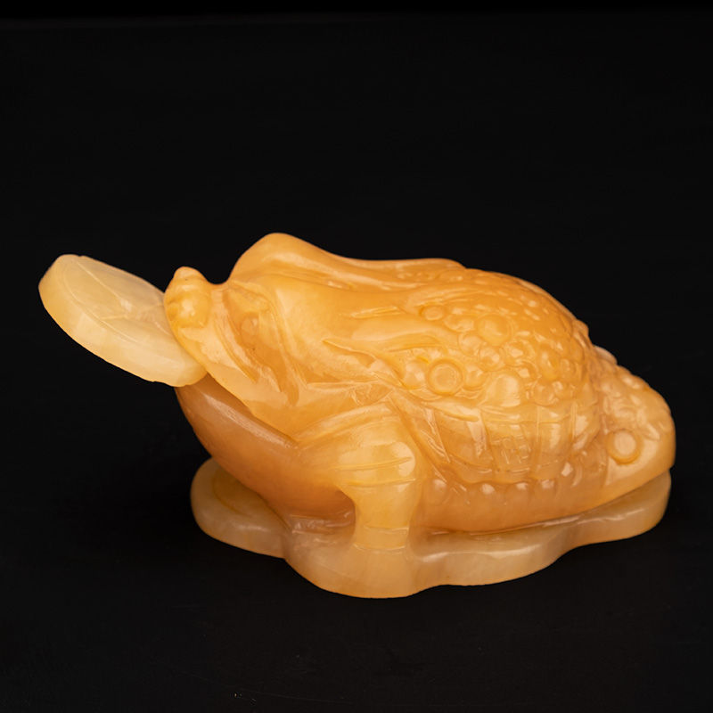 京石云玉石金蟾摆件富贵金蝉三足蟾蜍店铺客厅玄关开业礼品长50厘米