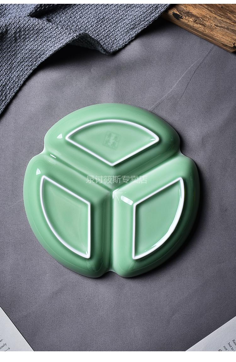 龙泉青瓷餐具盘子勺子家用碗碟餐具陶瓷碗纯色家用吃饭碗稀饭碗龙泉