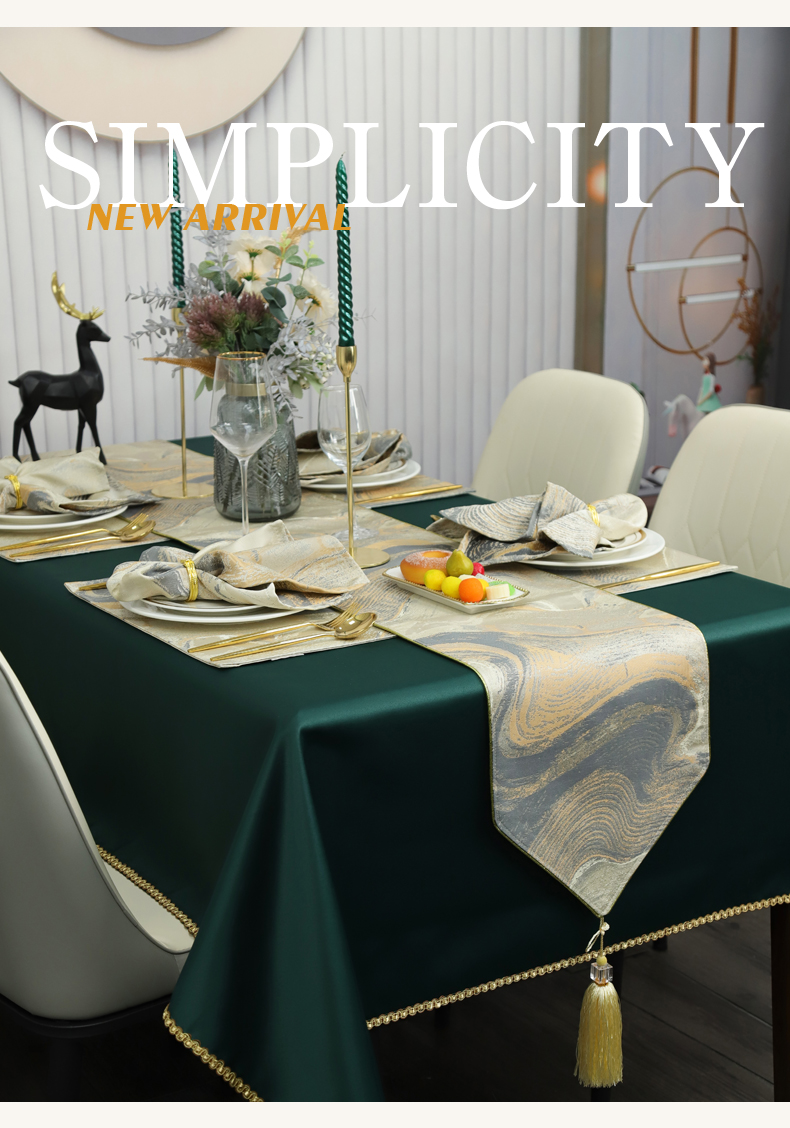 餐桌2022新款高档台布梦中情人桌布布艺北欧式轻长方形家用餐桌布套装