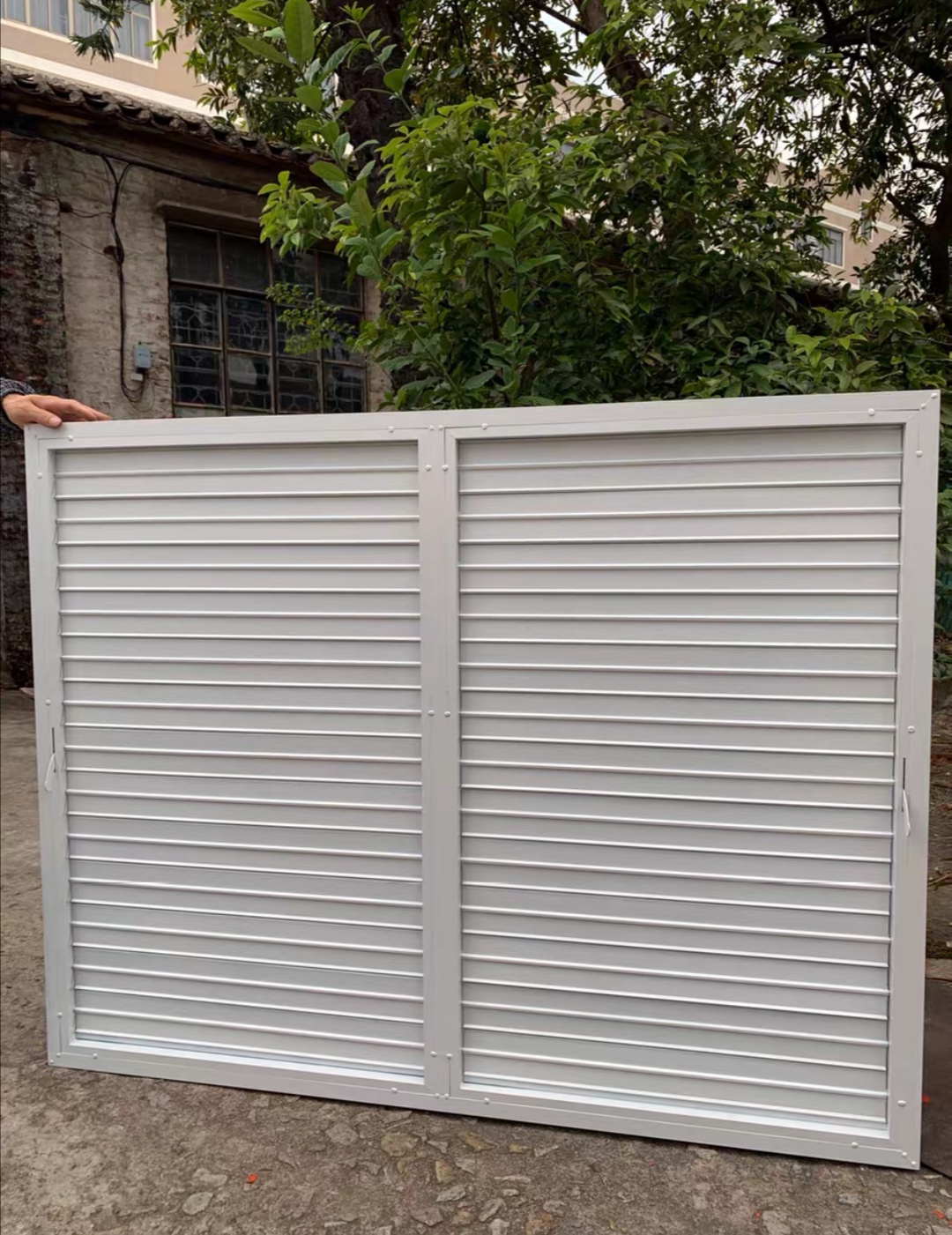 联动开关活动百叶窗铝合金可调节手动电动百叶窗通风口防雨室户外 包