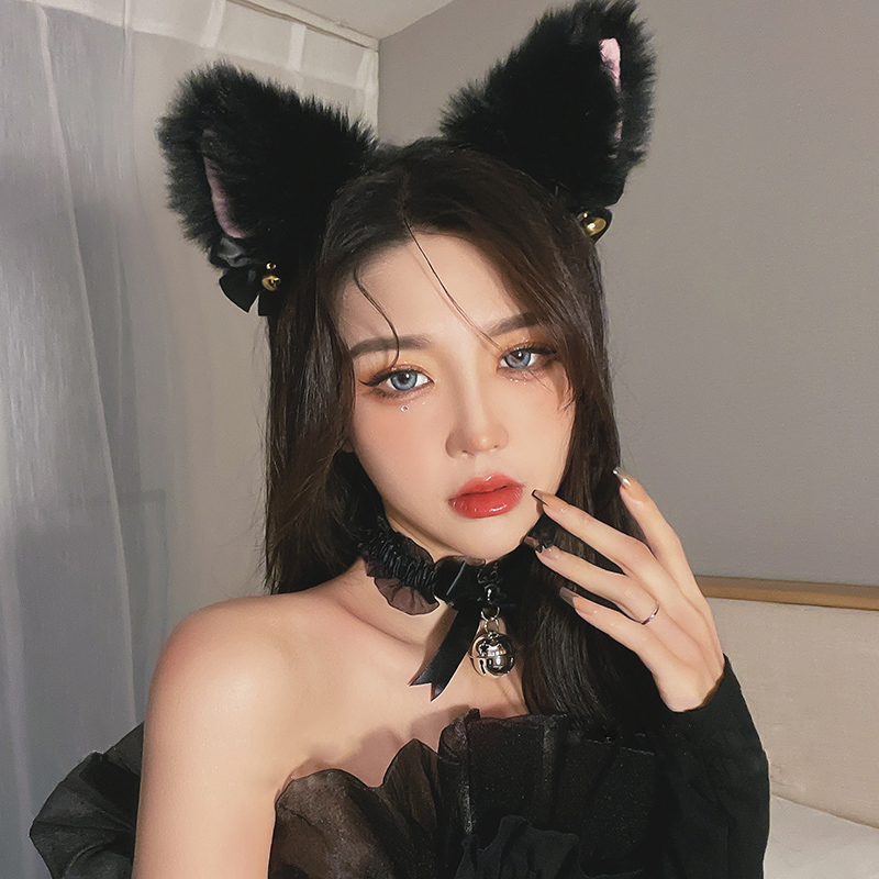 狐狸耳朵头饰欲猫大铃铛项圈发夹女性感小野猫咪兔子发卡头箍品发箍