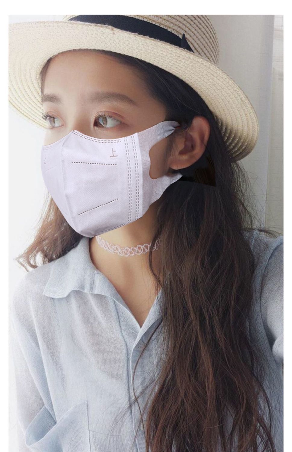 透气薄防尘防晒白色口罩男女神时尚潮款3d立体显脸小时尚白火50只店长
