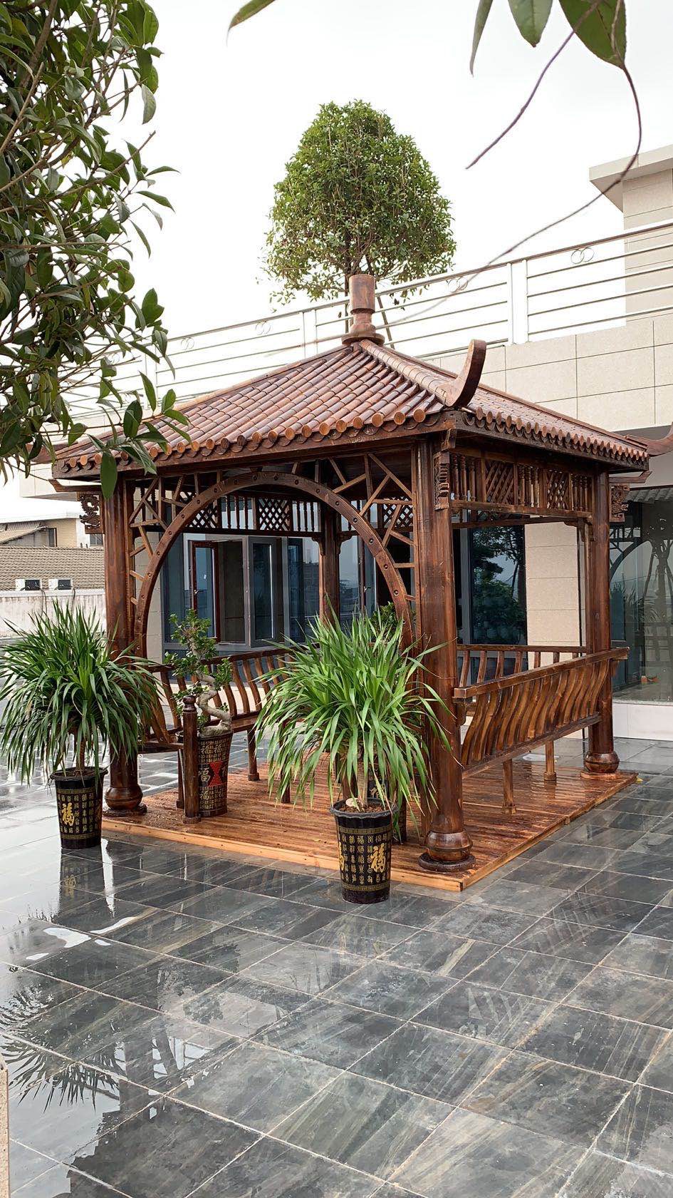 亭子户外实木防腐碳化中式四角六角凉亭休闲庭院别墅仿古花园 地板2.