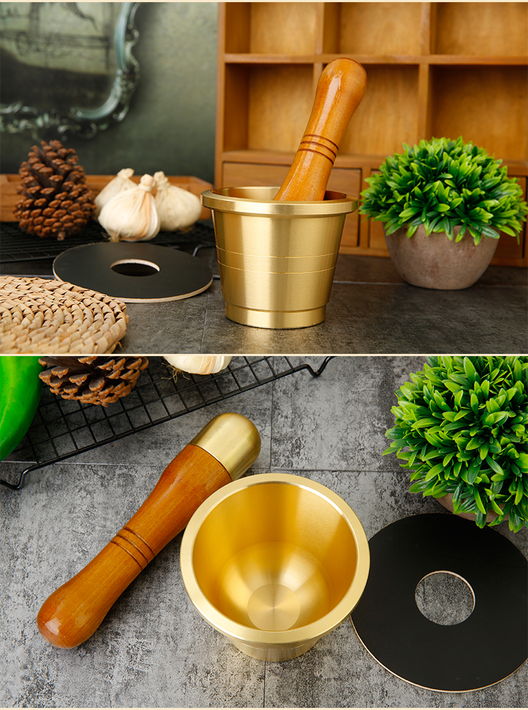 捣蒜缸广式铜盅实心黄铜捣药罐捣蒜器捣中药捣药盅药臼药缸研钵广式铜