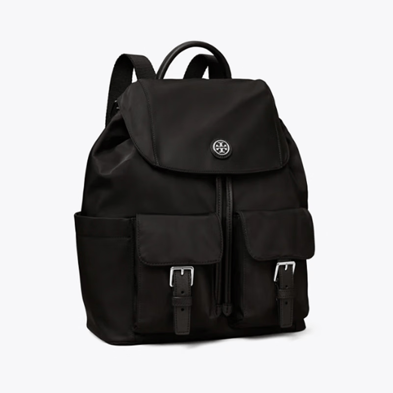 tory burch托里·伯奇双肩包 男女同款tb尼龙翻盖双肩包 85061 黑色