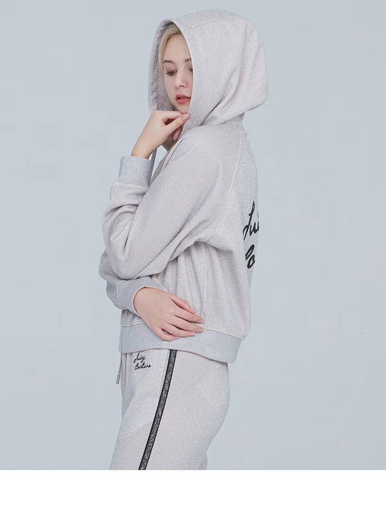 juicy couture橘滋2020春季新品音乐老虎图案休闲宽松运动外套女 香槟