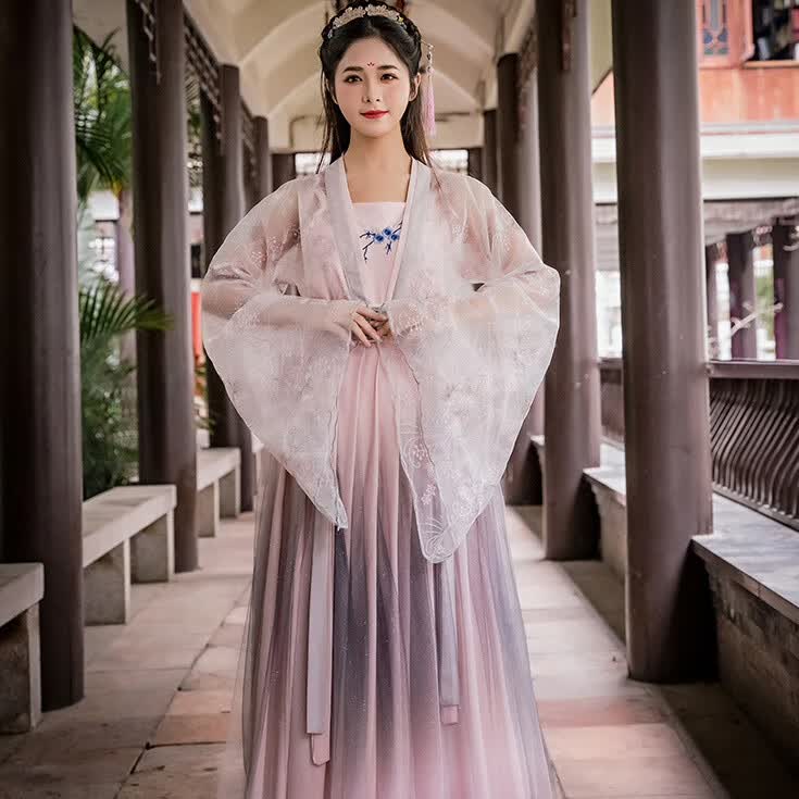 汉服女中国风古装仙古风汉元素学生仙女齐腰齐胸襦裙 吊带 xs【图片