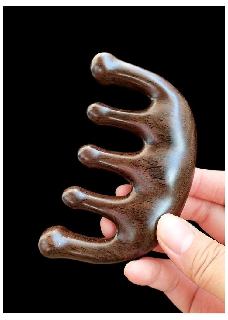 便携小梳子粗齿大齿梳男小鱼神孩子 【木】五指 220ml艾草油 图【图片