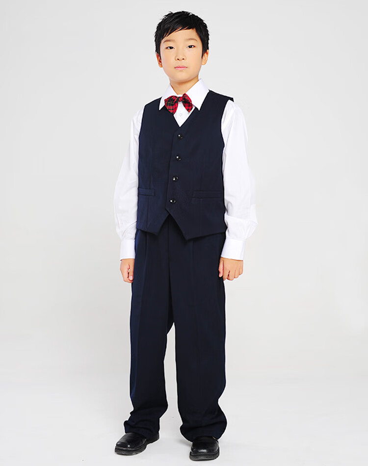 裕达深圳校服裕达深圳小学生制服男款秋冬季礼服套装毛衣长裤衬衣领结