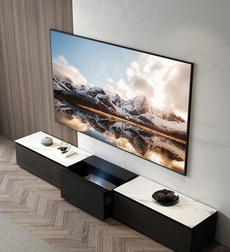 激光电视柜海信80 88 100寸激光电视岩板隐藏式电视柜电动智能伸缩