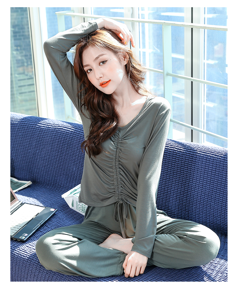 shihokoo睡衣女春秋莫代尔舞蹈练功薄款运动时尚长袖瑜伽服套装家居服