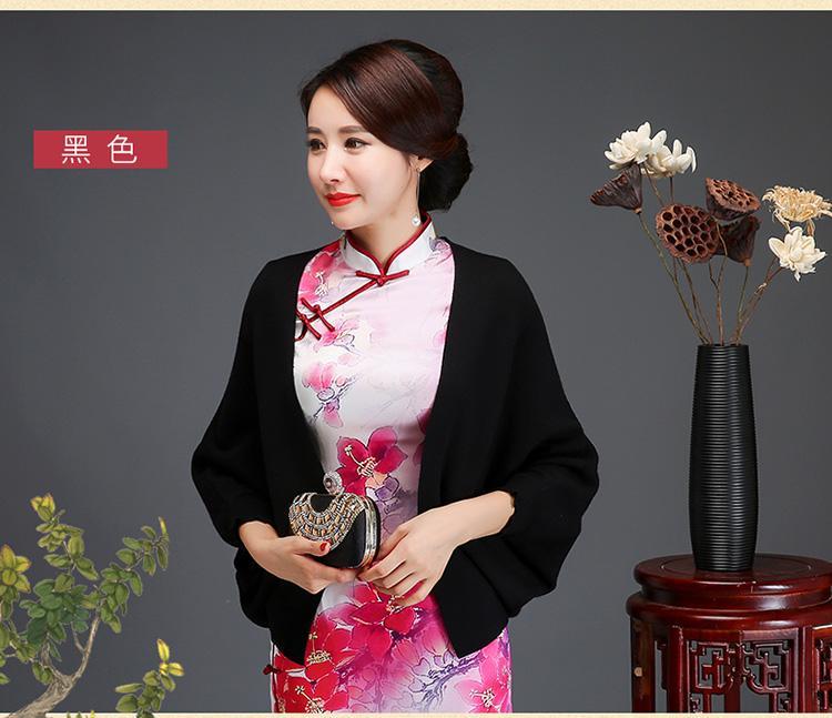 旗袍披肩春夏2021年秋季新款旗袍小披肩女春秋优雅气质短款针织外搭
