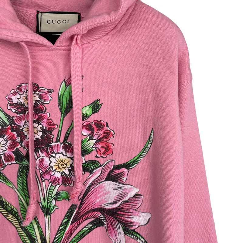 gucci古驰粉色织物花卉女士卫衣粉色s码