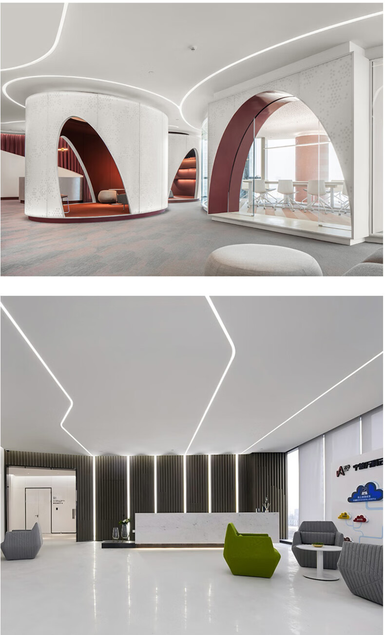 带吊顶线形灯客厅卧室衣柜线性灯弧形柔性暗藏灯槽硅胶灯条1010mm平面