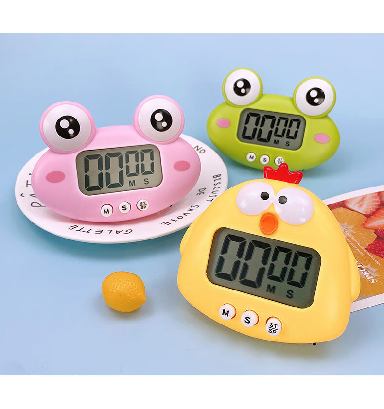 起床青蛙闹钟卡通青蛙电子计时器定时提醒学生学习自律做题厨房闹钟