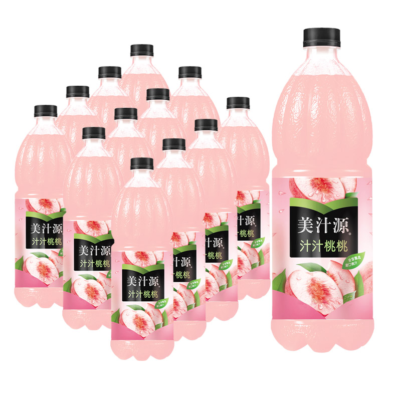 上海可发美汁源果粒橙果汁饮料爽粒葡萄汁汁桃桃果肉粒125升3瓶果粒橙